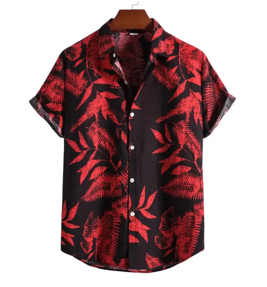 Hawaiian shirts - Black and Red Summer Shirt - Shirt - Dan Flashes - Small - Hawaiian shirts - Black and Red Summer Shirt Dan Flashes